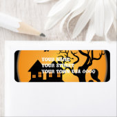 不気味なハロウィン幽霊のよく出るハウスのシーンベクトル ラベル (インサイチュ)