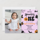 不気味なハロウィン最初の1歳の誕生日パーティー 招待状 (正面)