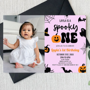不気味なハロウィン最初の1歳の誕生日パーティー 招待状