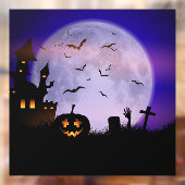不気味なハロウィン満月お化け屋敷 ウィンドウサイン (シート2)