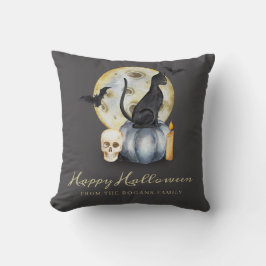 不気味なハロウィン猫のカボチャ クッション