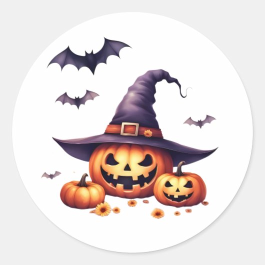 不気味なハロウィン クラシック ラウンド ステッカー (正面)