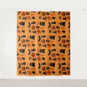 不気味なハロウィン ブラックタペストリー | ゴシックウォール タペストリー (正面)