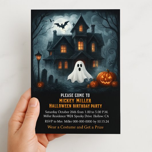 不気味なハロウィン ホーンテッドハウス キッズ バースデーパーティー 招待状
