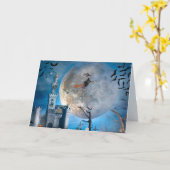 不気味なハロウィン　古い呪われた城で カード (黄色い花)