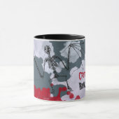 不気味なハロウィーンこうもりスケルトンあなたの名前 マグカップ (中央)