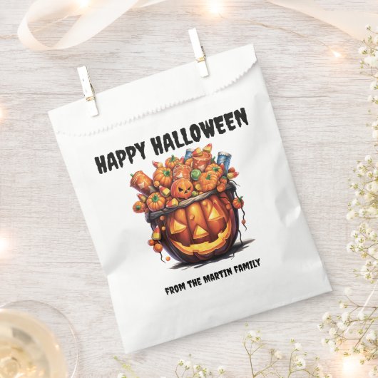 不気味なハロウィーンのカボチャのちょうちんハッピーハローウィン フェイバーバッグ (クリップ留めされた状態)