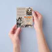 不気味なハロウィーンのカボチャのちょうちんハロウィーン詩招待状 チラシ (手)