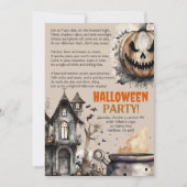 不気味なハロウィーンのカボチャのちょうちんハロウィーン詩招待状 案内状 (正面)