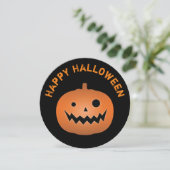 不気味なハロウィーンのカボチャのちょうちんパンプキンハローウィンパーティ 招待状 (スタンド正面)