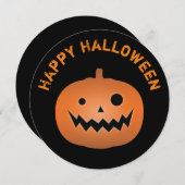 不気味なハロウィーンのカボチャのちょうちんパンプキンハローウィンパーティ 招待状 (正面/裏面)
