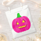 不気味なハロウィーンのカボチャのピンク フェイバーバッグ (クリップ留めされた状態)