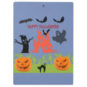 不気味なハロウィーンのシルエット 暗い森 クリップボード (裏面)