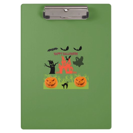 不気味なハロウィーンのシルエット 暗い森 クリップボード (正面)