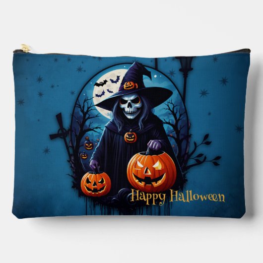 不気味なハロウィーンのシーン アクセサリーポーチ (正面)