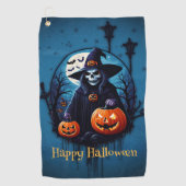 不気味なハロウィーンのシーン ゴルフタオル (正面)