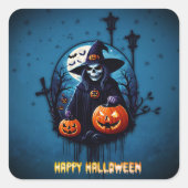 不気味なハロウィーンのシーン スクエアシール (正面)