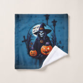 不気味なハロウィーンのシーン バスタオルセット (ウォッシュタオル)