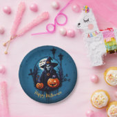 不気味なハロウィーンのシーン ペーパープレート (パーティー)