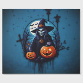 不気味なハロウィーンのシーン ラッピングペーパー (フラット)
