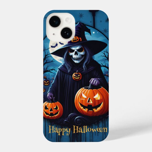不気味なハロウィーンのシーン iPhoneケース (裏面)