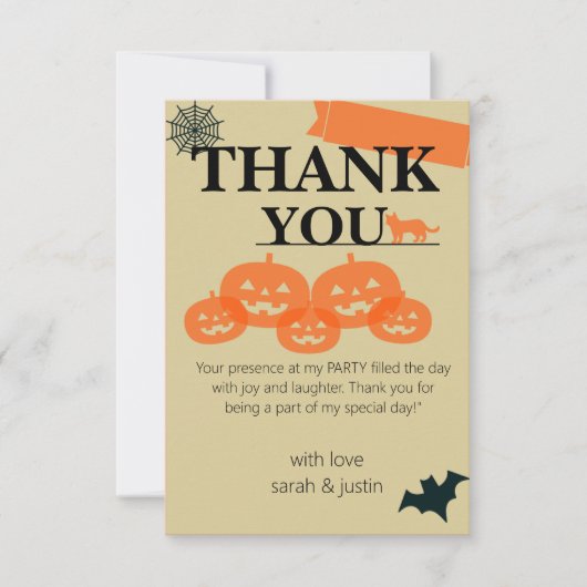 不気味なハロウィーンのバッシュに参加しよう！」 サンキューカード (正面)