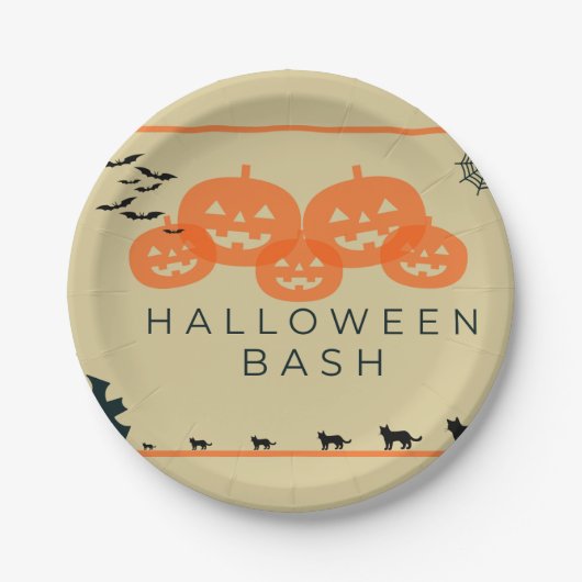 不気味なハロウィーンのバッシュに参加しよう！」プレート ペーパープレート (正面)