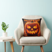 不気味なハロウィーンのランタンと炎 クッション (椅子)