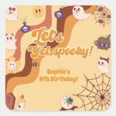 不気味なハロウィーンのレトロ子供の誕生日 スクエアシール (正面)