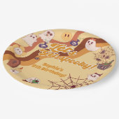 不気味なハロウィーンのレトロ子供の誕生日 ペーパープレート (アングル)