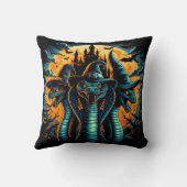 不気味なハロウィーンの夜の三頭のヘビ クッション (裏面)