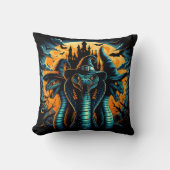 不気味なハロウィーンの夜の三頭のヘビ クッション (正面)