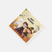 不気味なハロウィーンの子供たちのパーティー スタンダードカクテルナプキン (角)