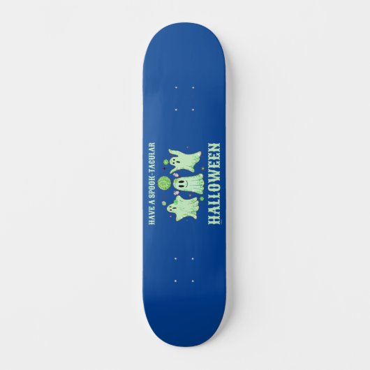 不気味なハロウィーンの幽霊を持おもしろいつ スケートボード (正面)