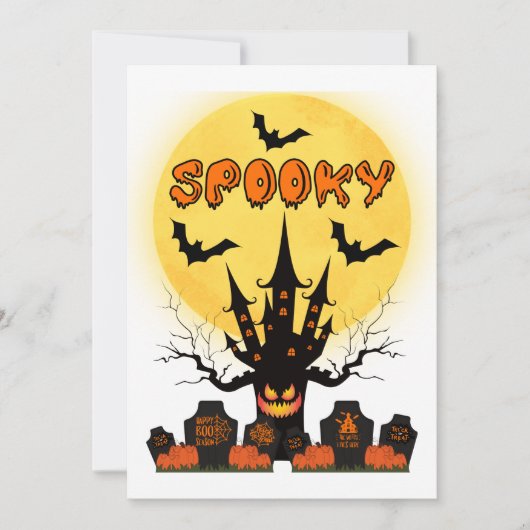 不気味なハロウィーンの月の招待状 招待状 (正面)