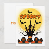 不気味なハロウィーンの月の招待状 招待状 (正面/裏面)