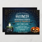 不気味なハロウィーンの衣装の誕生日パーティー 招待状 (正面/裏面)