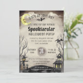 不気味なハロウィーンの衣装パーティー不気味セピアトーン 招待状 (スタンド正面)