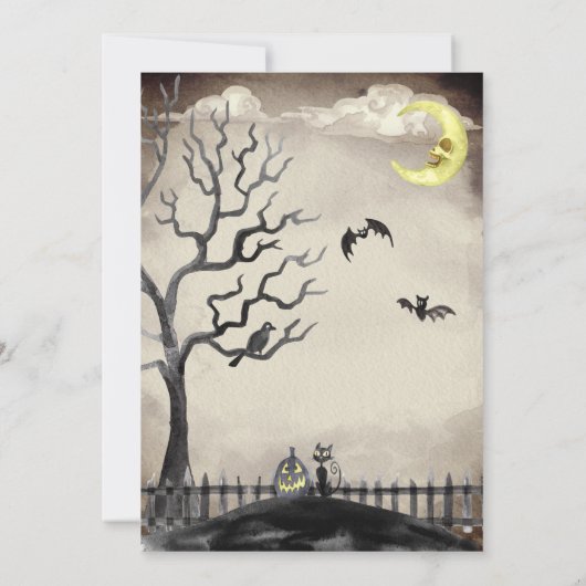 不気味なハロウィーンの衣装パーティー不気味セピアトーン 招待状 (裏面)