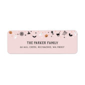 不気味なハロウィーンの誕生日パーティーピンク ラベル (正面)