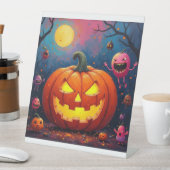 不気味なハロウィーンカボチャ 台座サイン (インサイチュ)