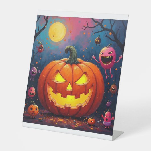 不気味なハロウィーンカボチャ 台座サイン (正面)