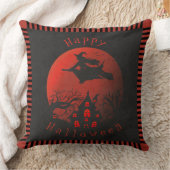 不気味なハロウィーンシーンウィッチ&幽霊のよく出るハウススロー クッション (ブランケット)