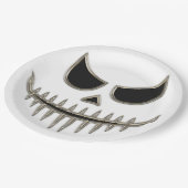 不気味なハロウィーンスケルトン顔ラウンド ペーパープレート (アングル)