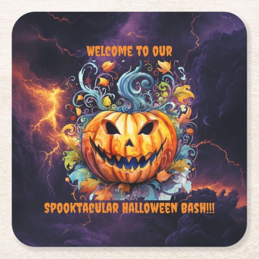 不気味なハロウィーンバッシュ スクエアペーパーコースター (正面)