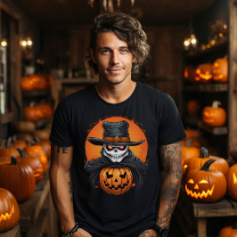 不気味なハロウィーンパンプキンスカル Tシャツ