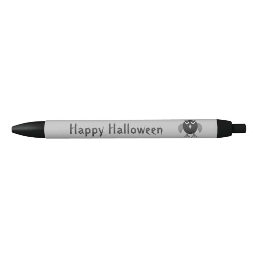 不気味なハロウィーンフクロウパーソナライズされたペン 黒ボールペン (正面)