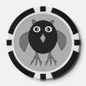 不気味なハロウィーンフクロウ ポーカーチップ (正面)