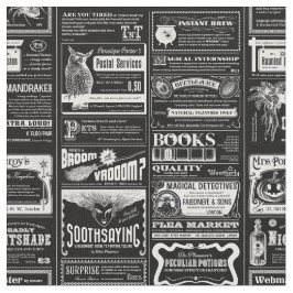 不気味なハロウィーン新聞アンティークブラック ファブリック