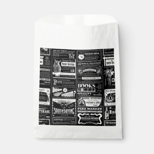 不気味なハロウィーン新聞アンティークブラック フェイバーバッグ (正面)